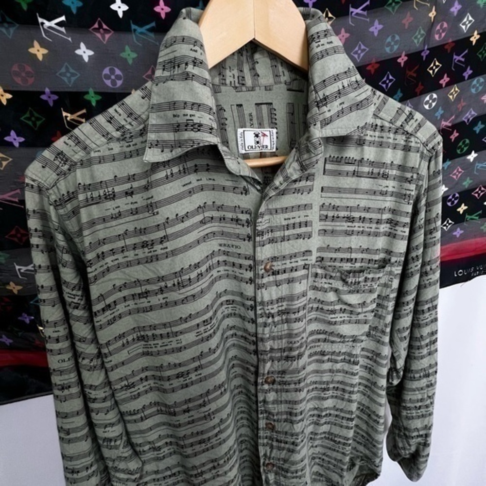 Beatles Help Lyrics Valentino Oliver Music Notes Button Down Shirt View 5